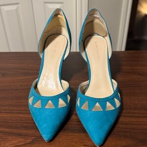 Marc Fisher Blue Heels with Triangle Cutouts